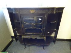 Ebonised Display Cabinet on Cabriole Feet