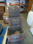 Large Quantity of Metal Shopping Baskets - Silver/Red