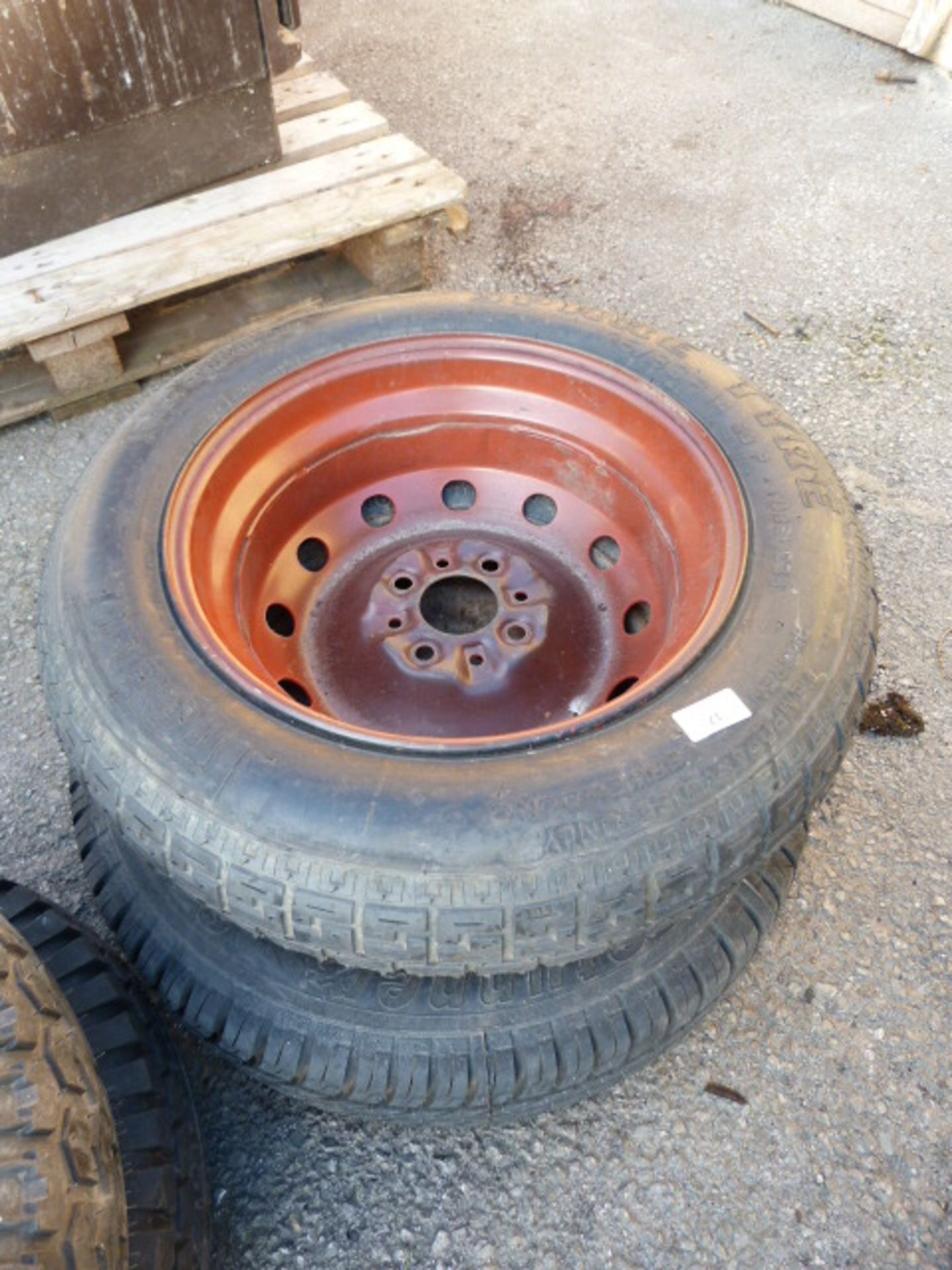 Pair of Four Stud Wheels Fitted with 135/80B14 Cornely Tyres