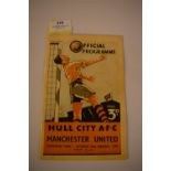 Hull City Vs Manchester United Football Programme 1949