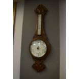 Carved Oak Banjo Barometer
