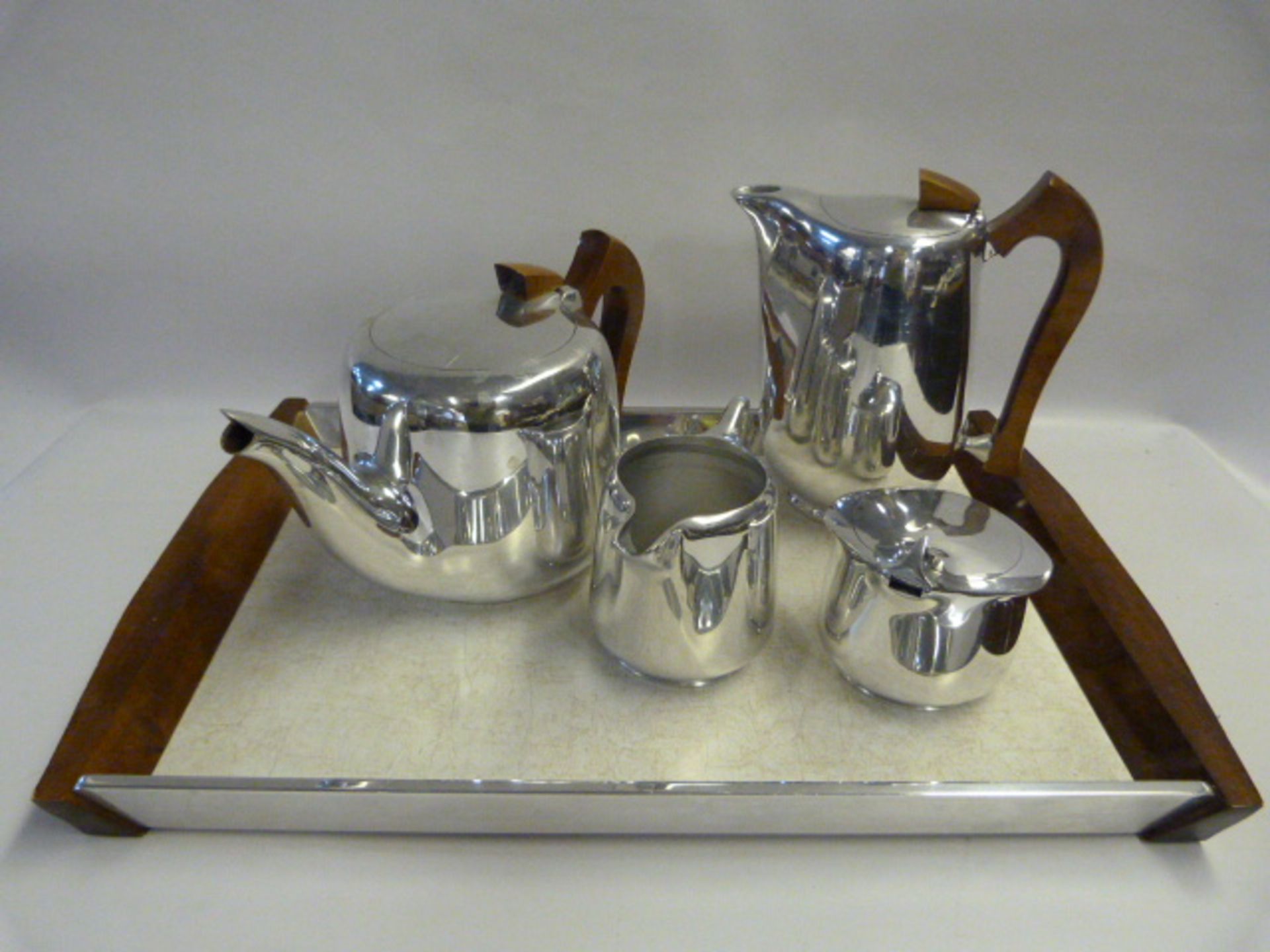 Five Piece Picquot Ware Tea and Coffee Set