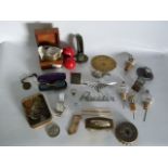 Tray of Coins, Watches, Spectacles, Car Badges, Etc.