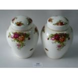 Two Royal Albert Country Roses Ginger Jars