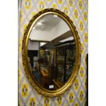 Oval Gilt Framed Bevelled Edge Wall Mirror
