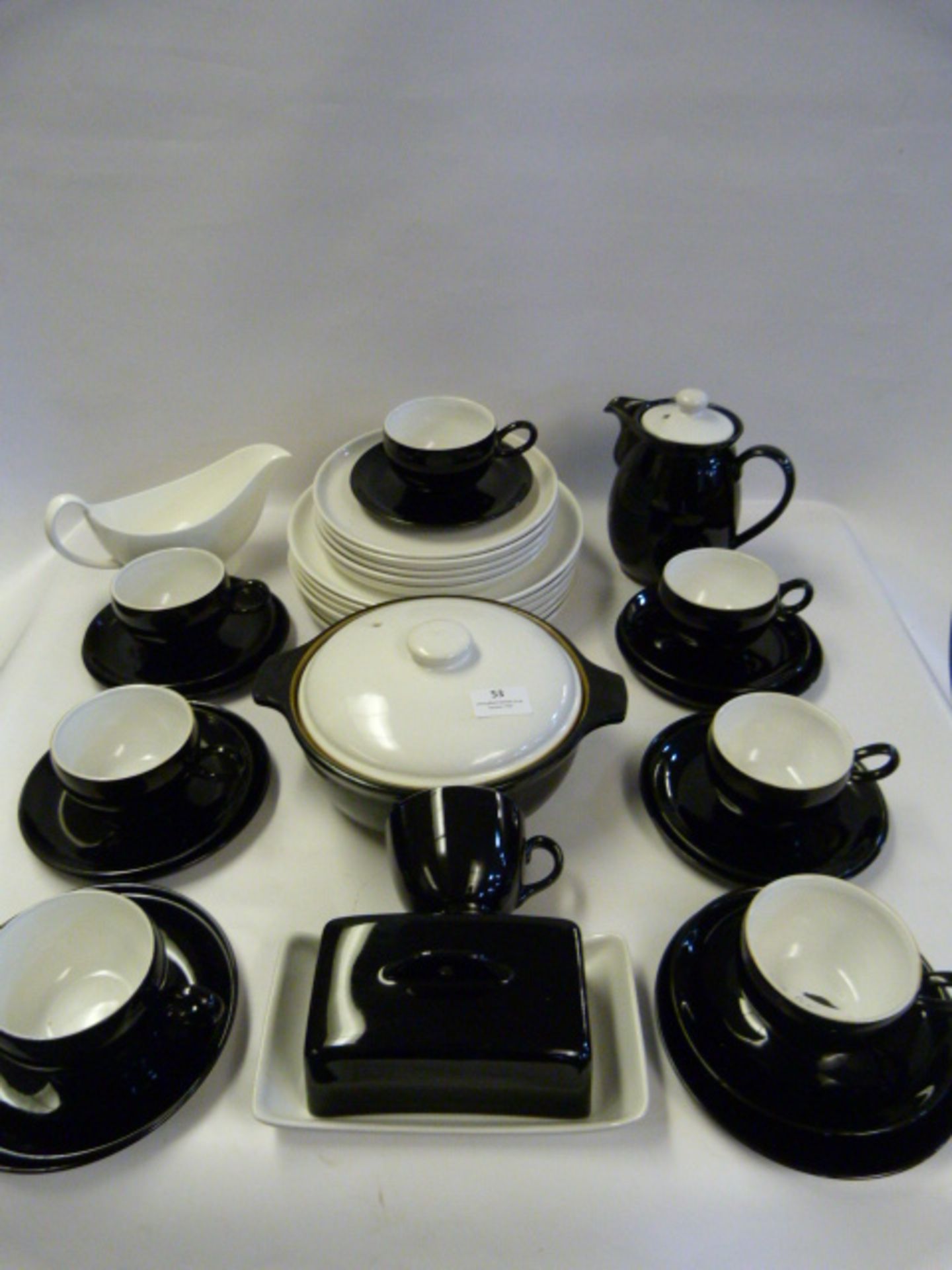 Denby Black and White Coffee Set and Dinnerware