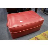 Red Leatherette Pouf