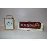 Small Brass Carriage Clock and a Royal Anniversary Gold Coach