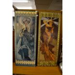 Pair of Mucha Prints on Board