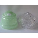 Lead Glass Light Shade and a Green Mottled Glass Light Shade