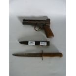 Webley Air Pistol and a Knife in Sheath