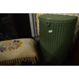 Lloyd Loom Linen Basket and a Rope Seat Oak Stool