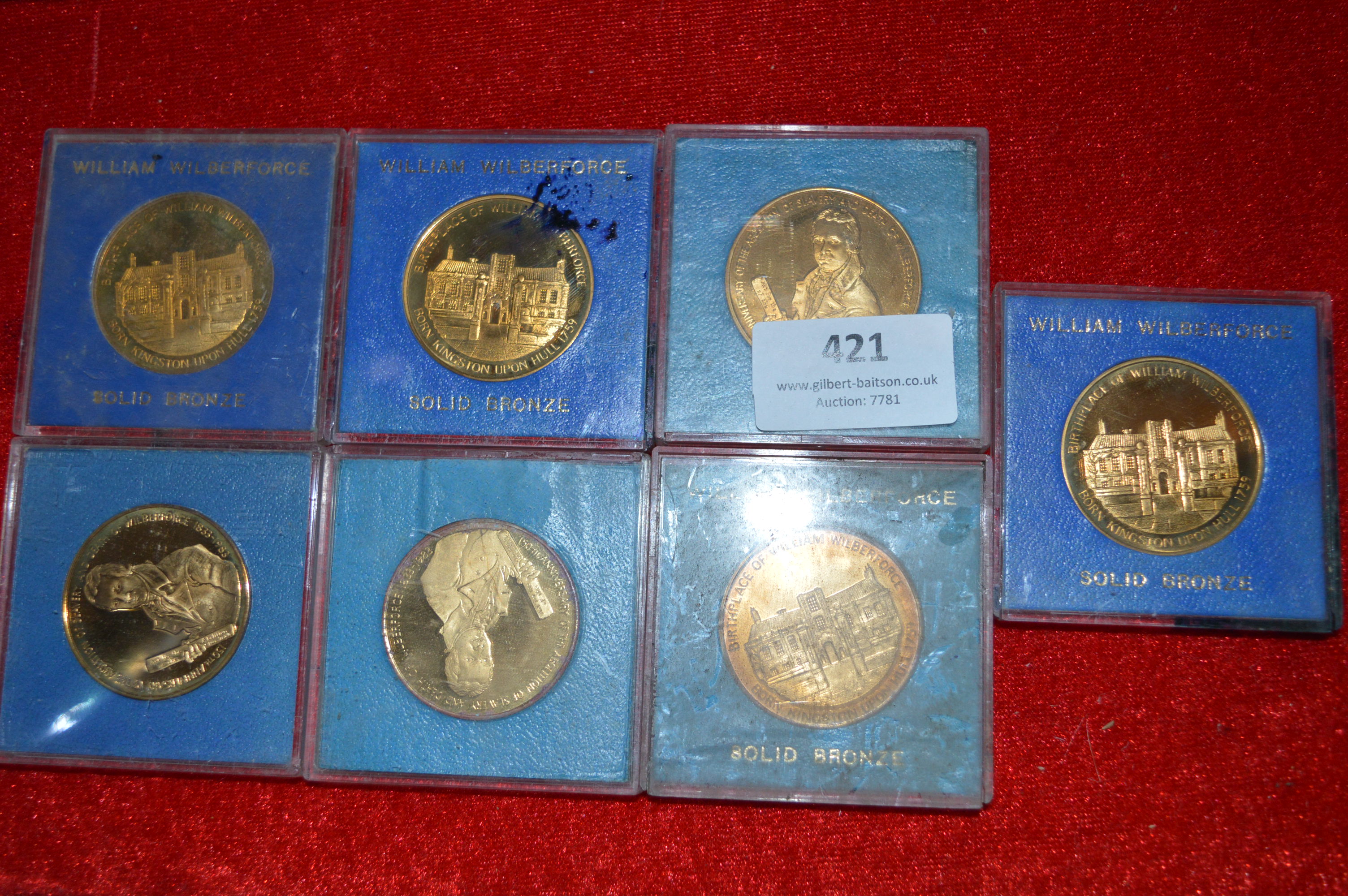 Collection of Seven William Wilberforce Bronze Coins