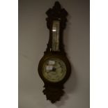 Carved Oak Banjo Barometer