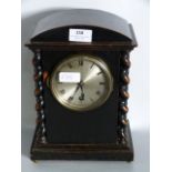 Oak Mantel Clock with Barley Twist Corners