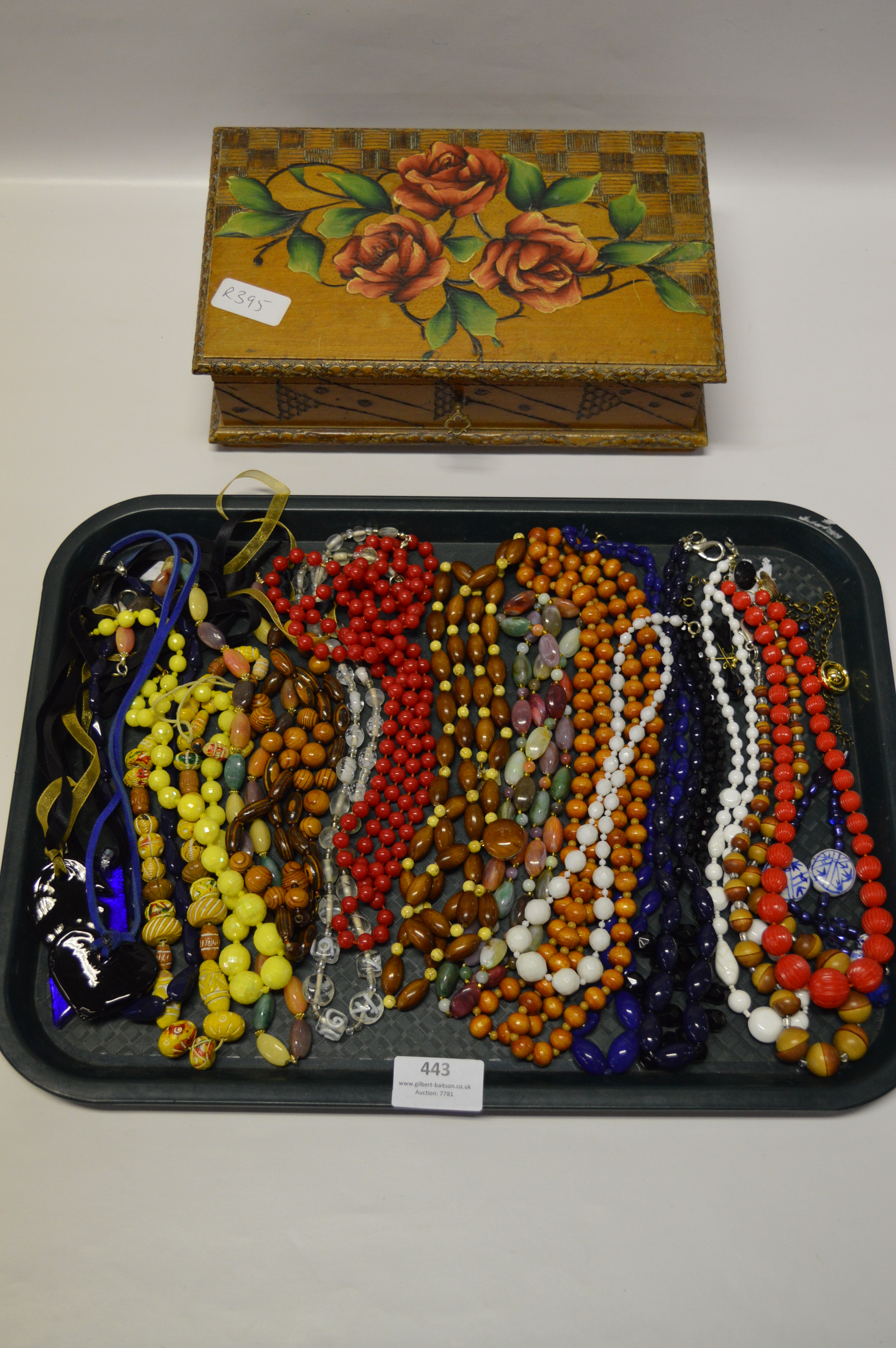 Tray Lot of Costume Jewellery, Necklaces and a Jewellery Box