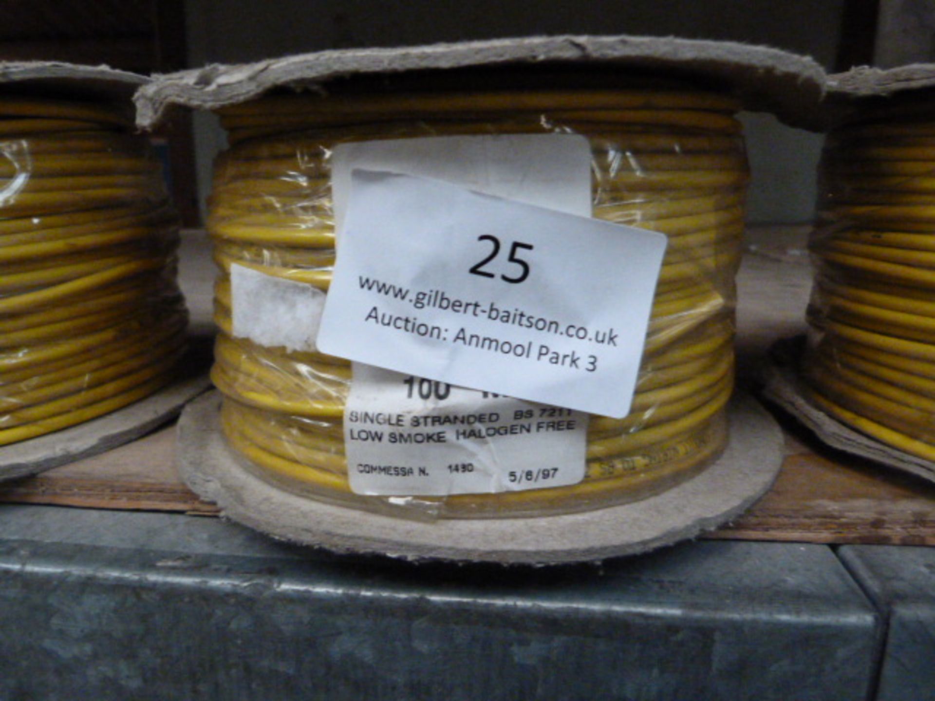 *100m of 6491B 2.5mm Yellow Cable