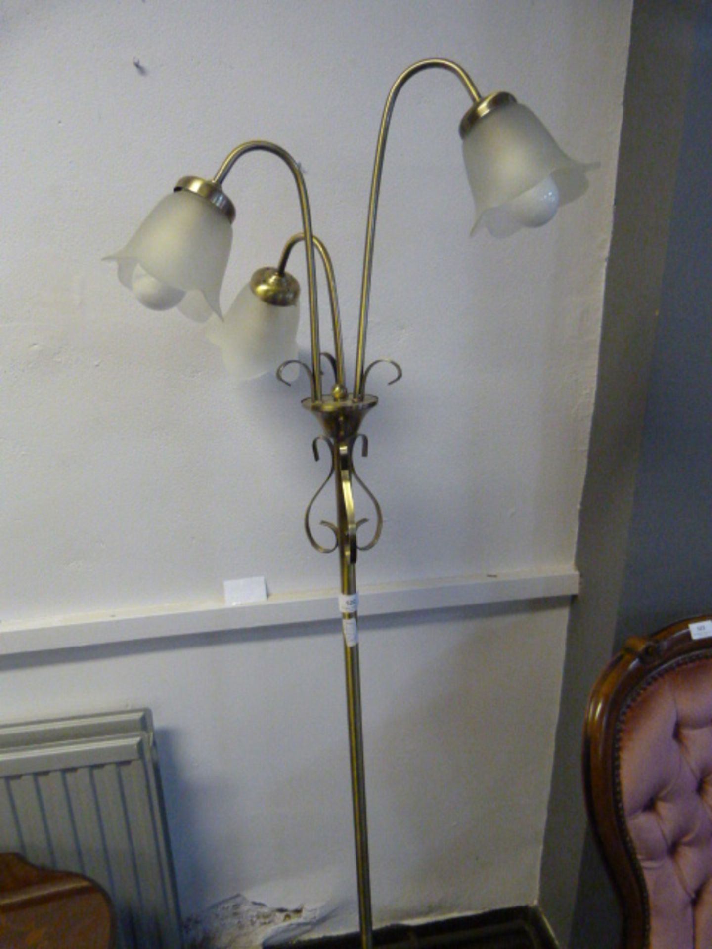 Brass Effect Three Branch Lamp