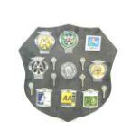 AA badges and keys, etc, on a shield mount.