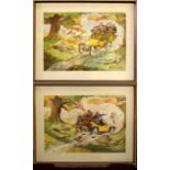 Christopher Hope (British, 20thC); four humerous hunting prints, signed, comprising; Going to the
