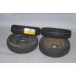 Two new Marshal KR11 tyres, 145 / ART10, together with two steel rims with tyres. (4)