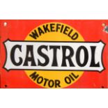A Castrol Wakefield Motor Oil enamel sign, 18cm x 26cm.