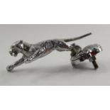 A Desmo chromium plated car mascot in the form of a leaping jaguar, made for the Jaguar SS range,