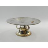 A George VI Art Deco silver tazze, the top with a gadrooned rim, raised on triple rings over a