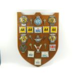 AA and RAC badges and keys, on a shield mount.