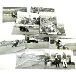 Black and white photographs from the 1960's of motor cycle racing.