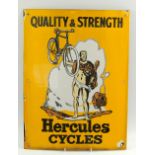 A Hercules Cycles Quality & Strength enamel sign, 50cm x 38cm.