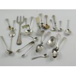 A quantity of George III and later silver flatware, including an Old English pattern cream ladle,