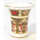 A Royal Crown Derby Imari pattern squat vase, of trumpet shape outline no. 1128, printed marks