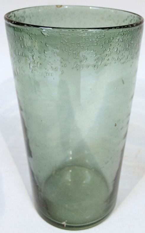 An early 20thC green crackle glass vase, of tapering cylindrical outline, unmarked, 30cm high.