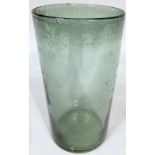 An early 20thC green crackle glass vase, of tapering cylindrical outline, unmarked, 30cm high.