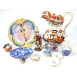 Various ornaments collectables etc, to include Royal Copenhagen bird, 7cm wide, another, vases,
