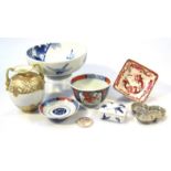 Various oriental china, to include Chinese Imari tea bowl on stand, four character mark, 12cm dia.