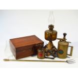 A 19thC walnut writing slope, the rectangular lid with a plain cartouche, hinging to reveal an