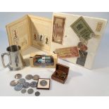 Various ephemera, bank notes and badges, to include a German Army swastika cloth badge, dog tags,