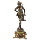 A mid-20thC figure, of a lady of Art Deco design, in flowing robes, on a plinth entitled Taquineri