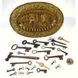 A quantity of various 17thC style and other keys, each of large proportion and with a highly