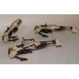 A Lucas film Star Wars Return Of The Jedi 1983 series speeder bike, and two others. (3, unboxed,