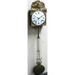 A 19thC style Comtoise wall clock, the raised metal 22cm dia. dial signed Louis Badoz, with Roman