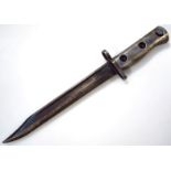 A LIA 3 Lee Enfield bayonet no. 9600257, with shaped pierced guard and shaped handle, 30cm wide.