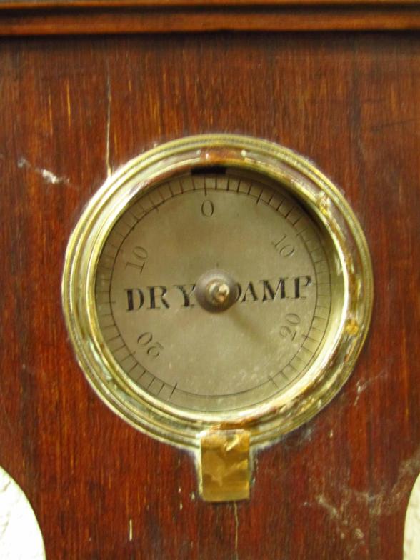 A mid-19thC rosewood five dial banjo barometer, the central 24cm dia. dial in a shaped case, with - Image 4 of 5