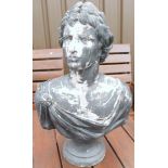 A 20thC terracotta bust, of a Roman figure, 67cm high.