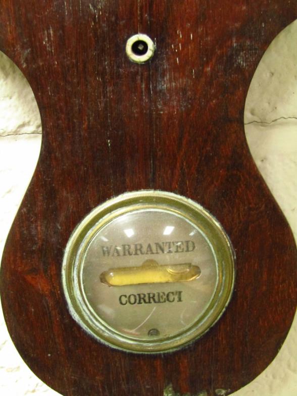 A mid-19thC rosewood five dial banjo barometer, the central 24cm dia. dial in a shaped case, with - Image 5 of 5