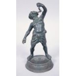 A 19thC bronze figure of Jupiter, in standing pose wearing loincloth holding a bolt of lightning, on
