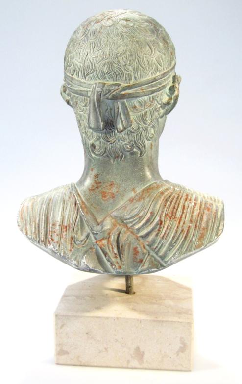 A classical design torso bust, of a gentleman with head facing forward, on a plain square marble - Image 2 of 2