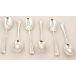 A set of six George V silver rattail teaspoons, Old English pattern, Sheffield 1911, 12cm high, 2½